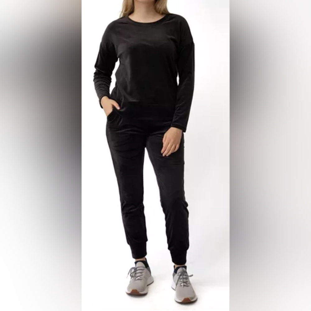 Cable & Gauge Black Jogger Velour Set